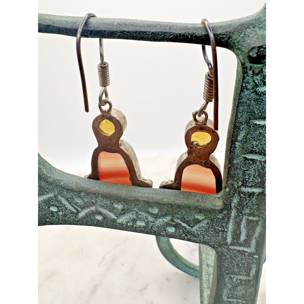 Pink Striped Agate Earrings on a wire with topaz set in sterling silver - Picture 4 of 7